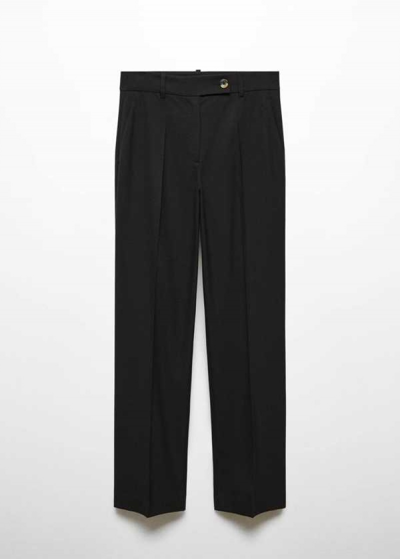 Mango Rovný Trousers With Side Button | MNG-24284