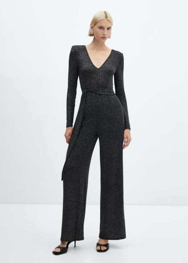 Mango Satin Jumpsuit With Draped Neckline | MNG-25760