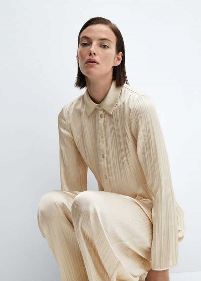 Mango Satin Plisovaný Shirt | MNG-25284