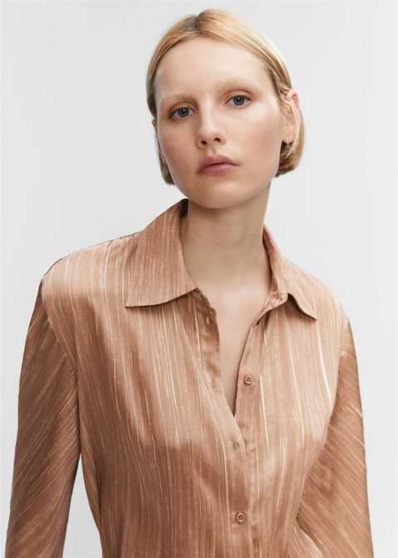 Mango Satin Plisovaný Shirt | MNG-25326