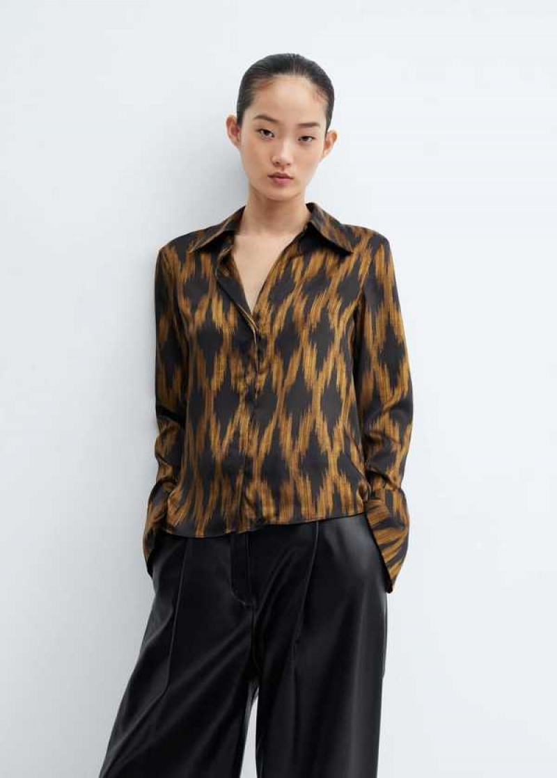 Mango Satin Print Shirt | MNG-25254