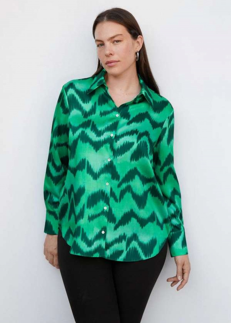 Mango Satin Print Shirt | MNG-25340