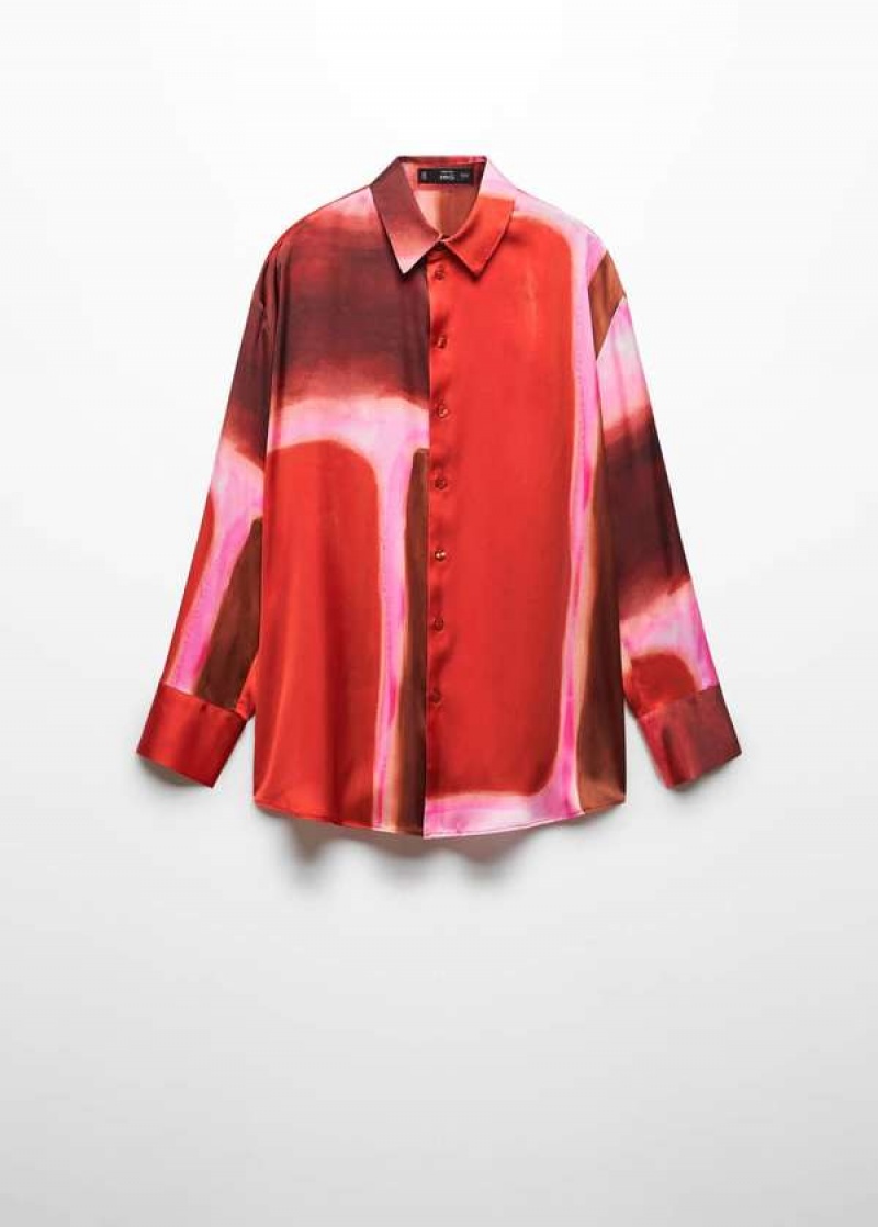 Mango Satin Print Shirt | MNG-25377