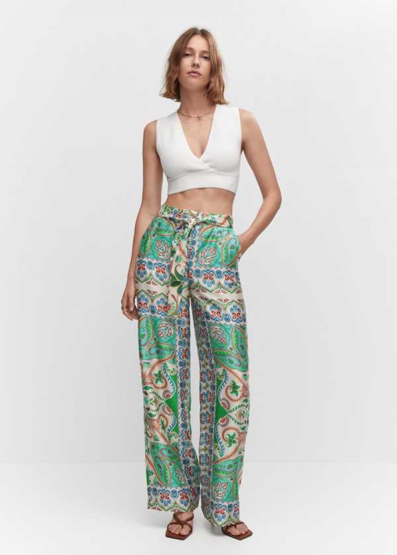 Mango Satin Printed Pants | MNG-24312