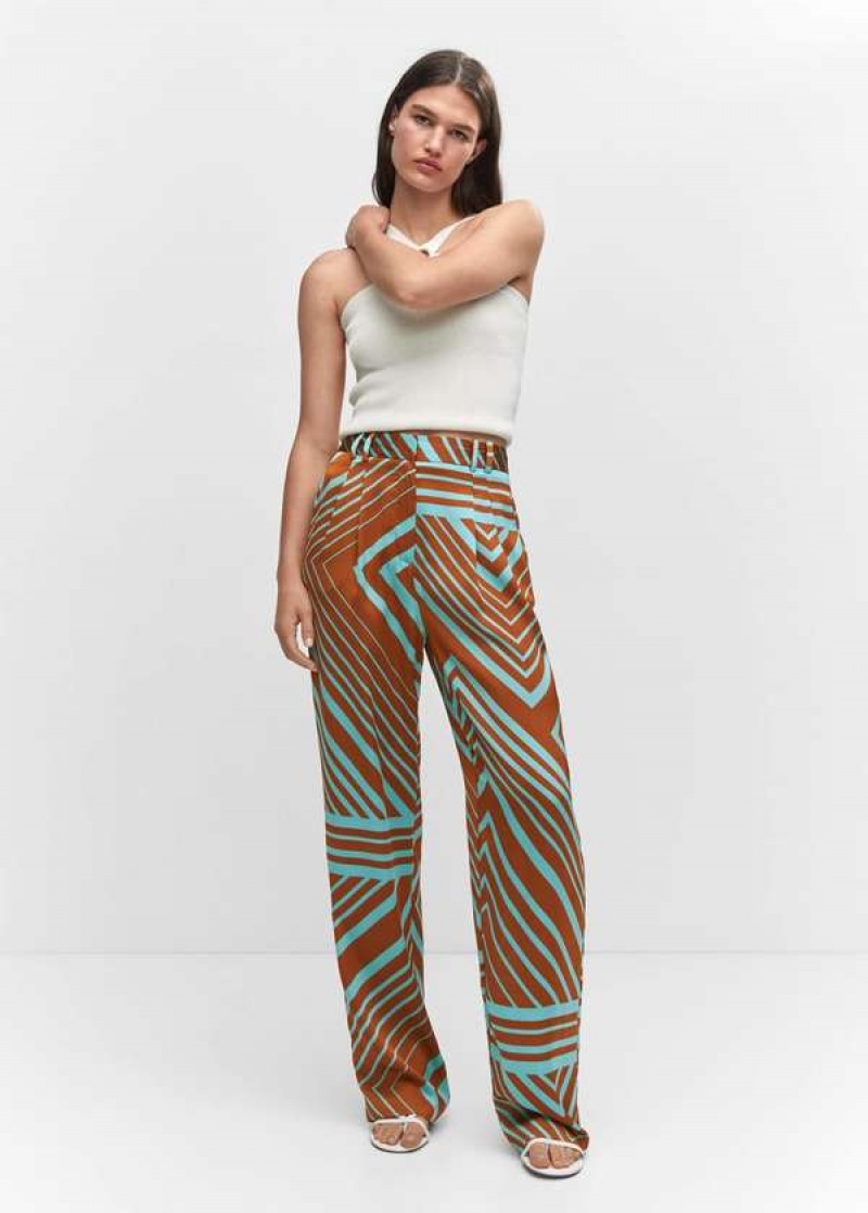 Mango Satin Printed Pants | MNG-24395