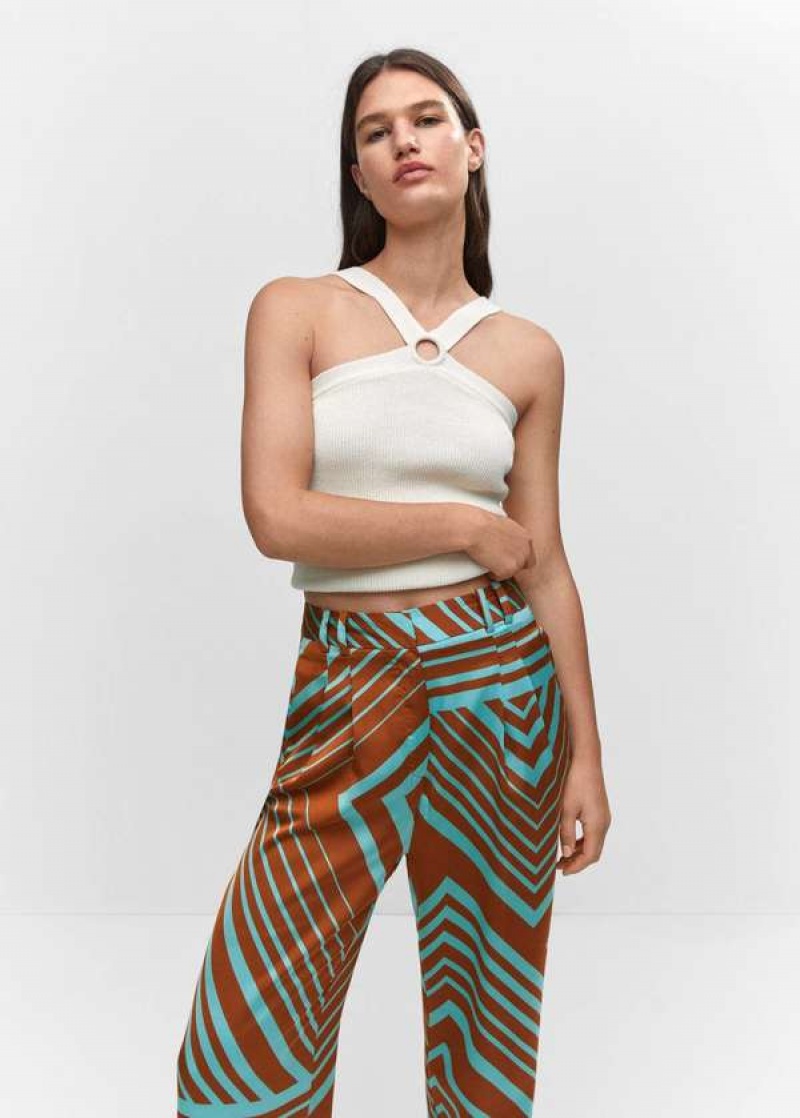 Mango Satin Printed Pants | MNG-24395