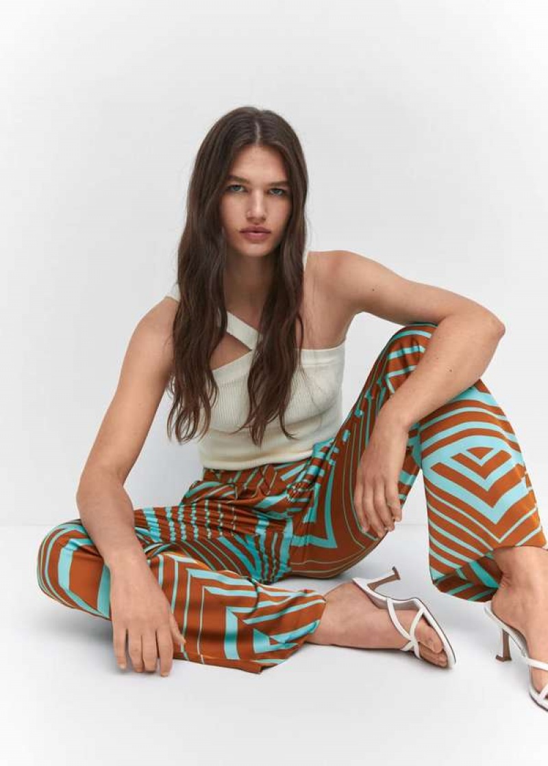 Mango Satin Printed Pants | MNG-24395