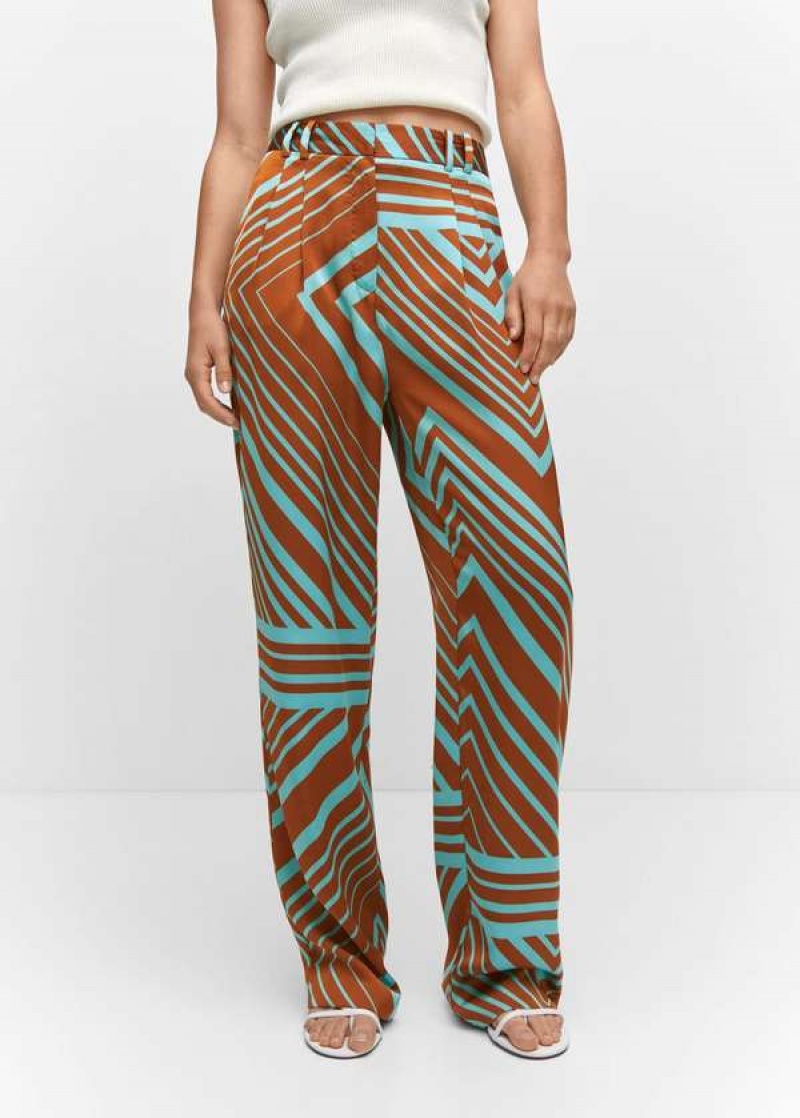 Mango Satin Printed Pants | MNG-24395