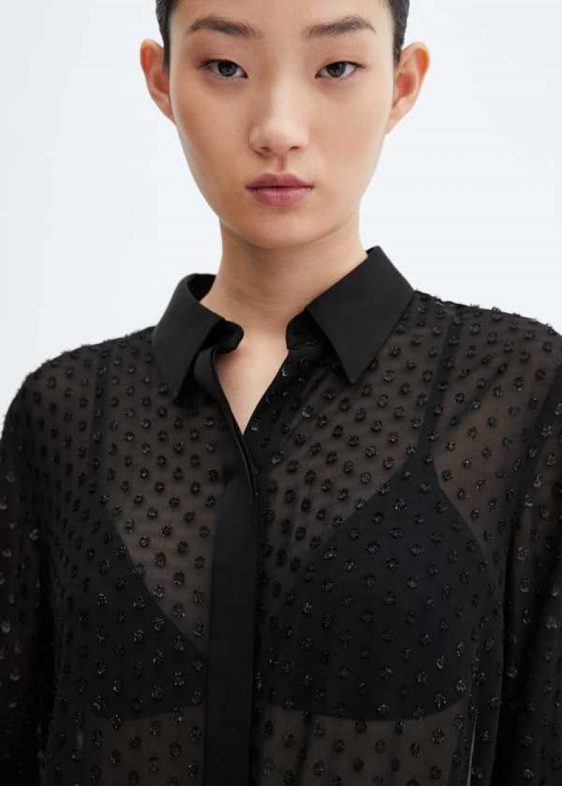 Mango Semi-transparent Plumeti Shirt | MNG-25201