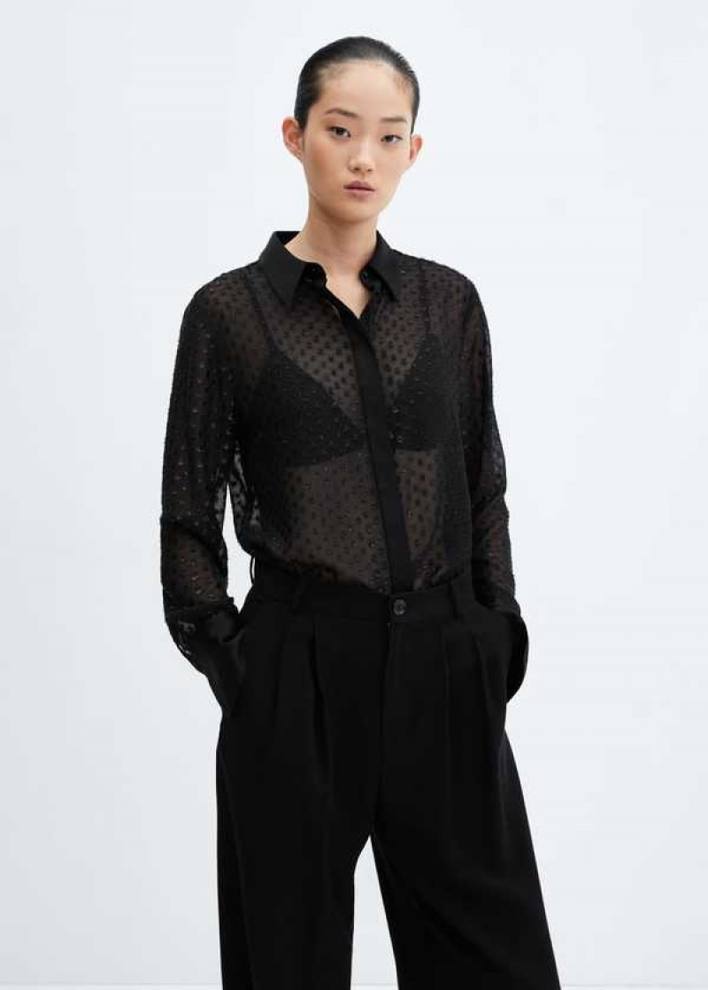 Mango Semi-transparent Plumeti Shirt | MNG-25201