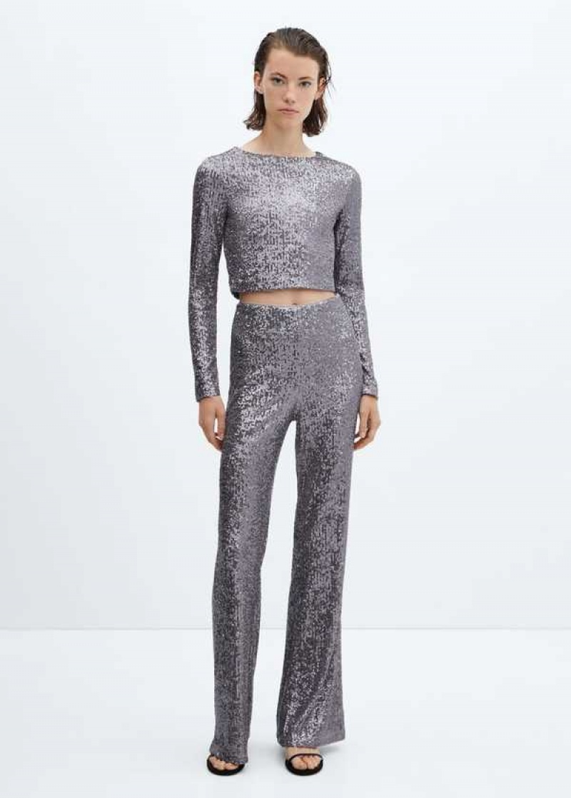 Mango Sequin Flared Trousers | MNG-24480