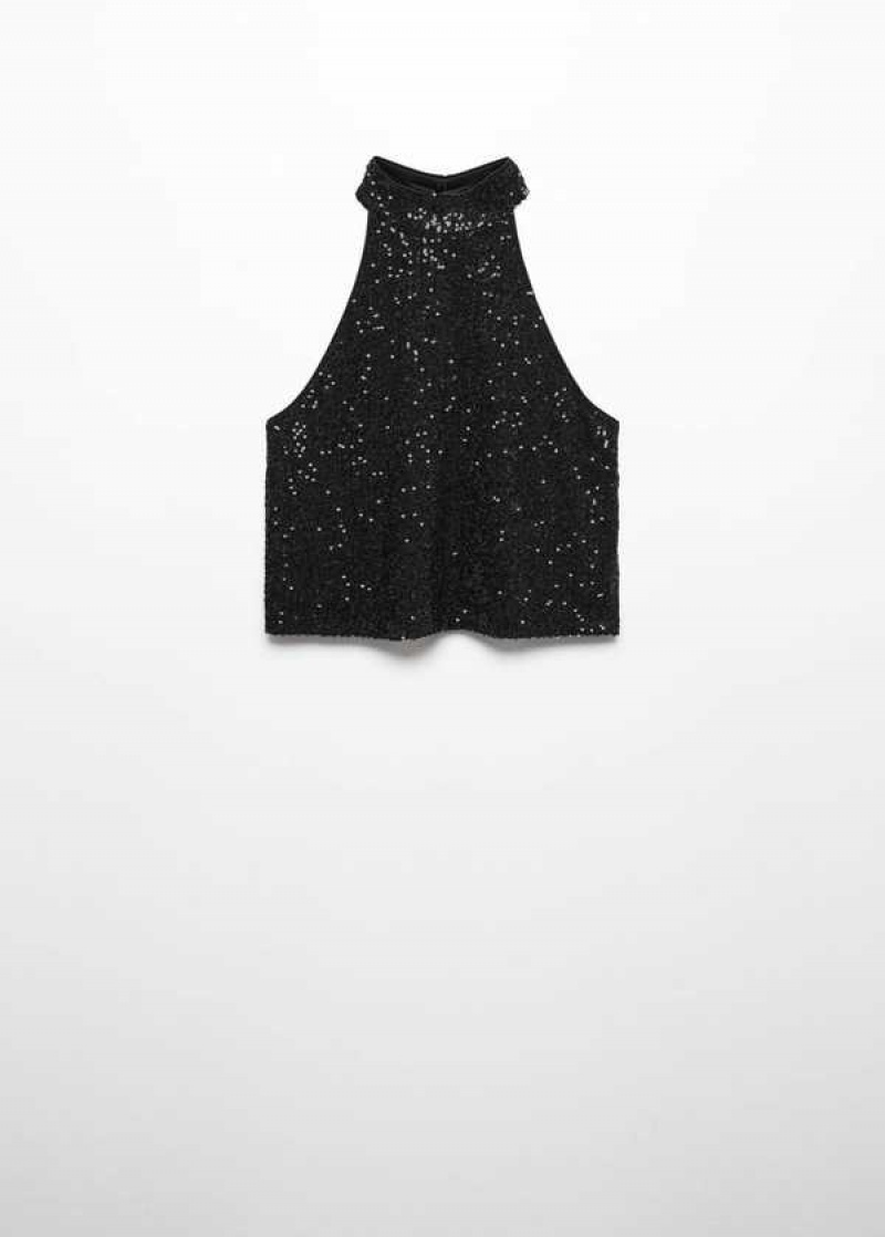 Mango Sequin Halter Top | MNG-24836