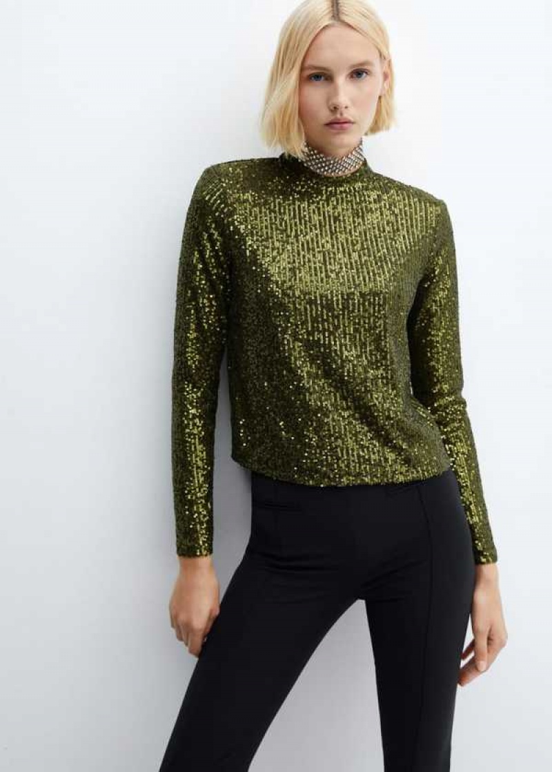 Mango Sequined Turtleneck T-shirt | MNG-24981