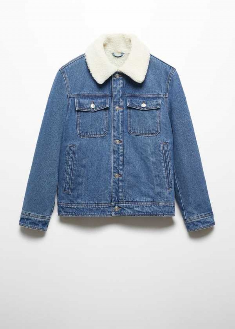 Mango Shearling Denim Jacket | MNG-22590