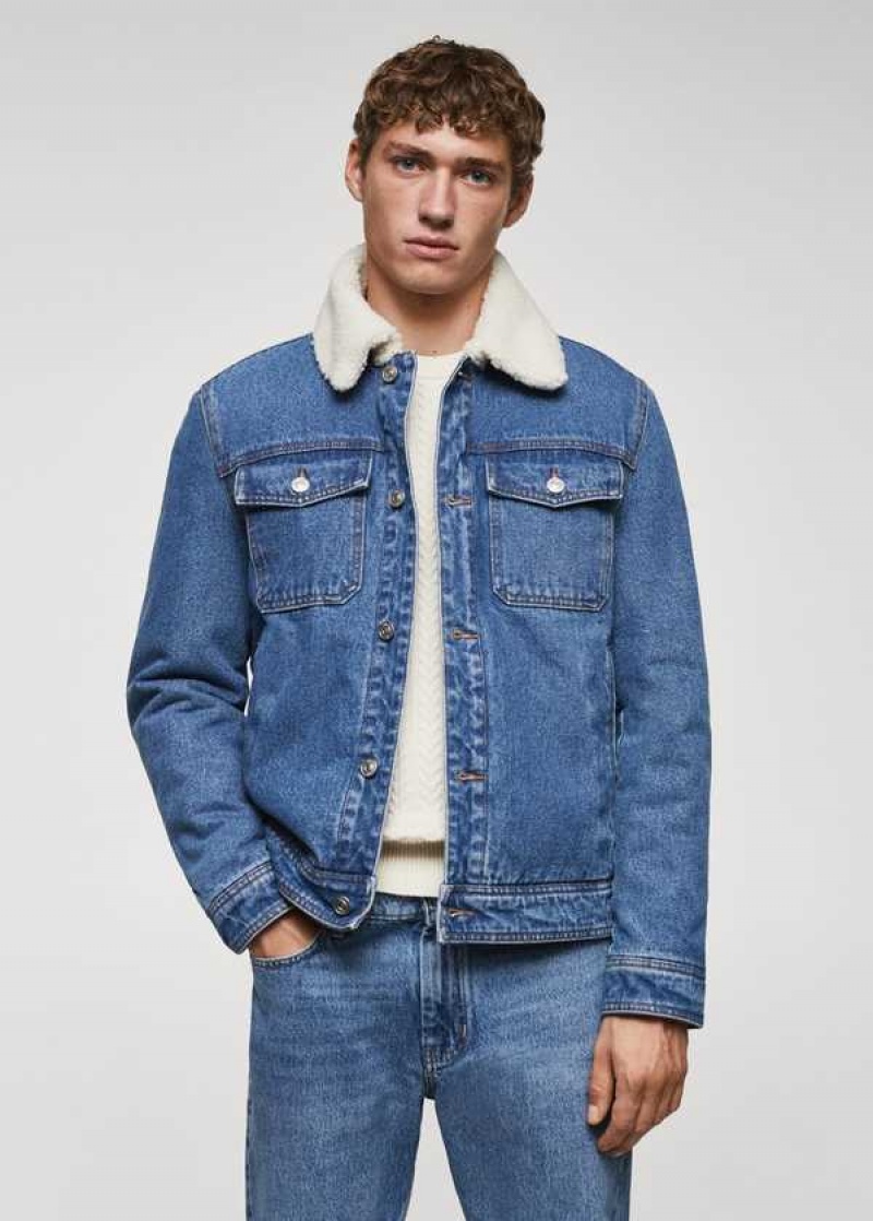 Mango Shearling Denim Jacket | MNG-22590