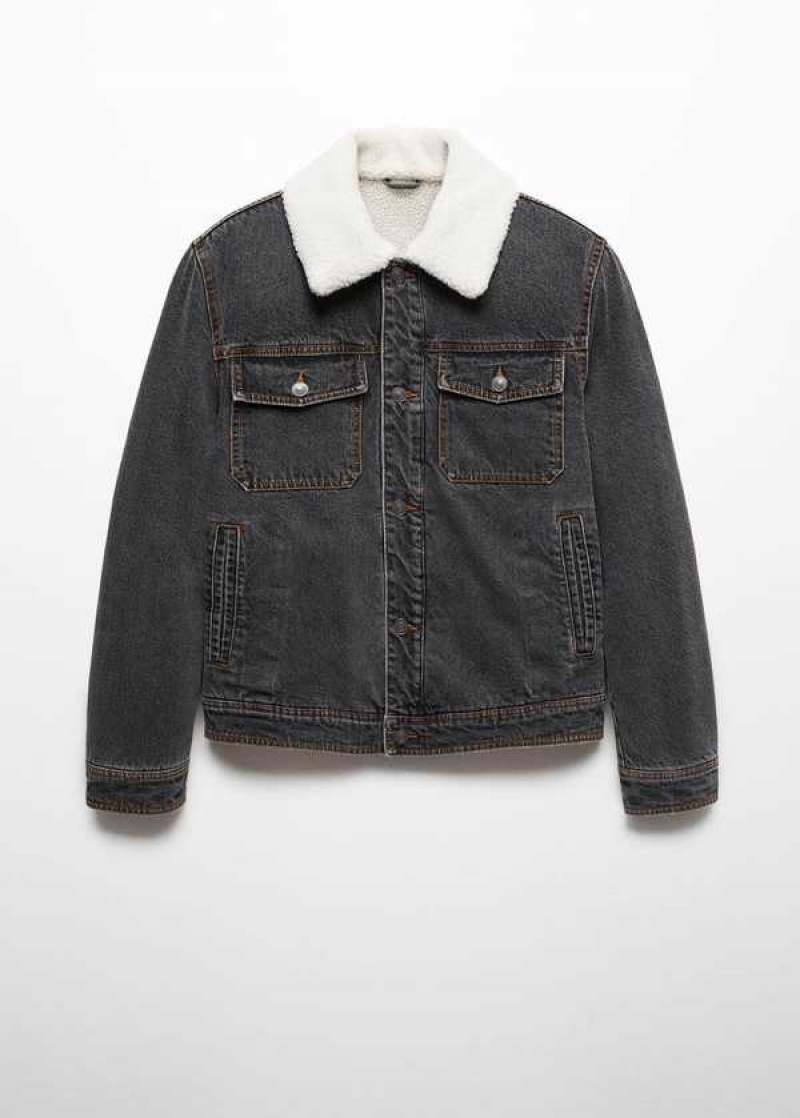 Mango Shearling Denim Jacket | MNG-22636