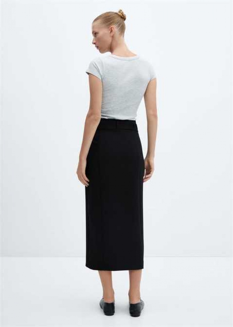 Mango Skirt With Slit And Belt | MNG-24015