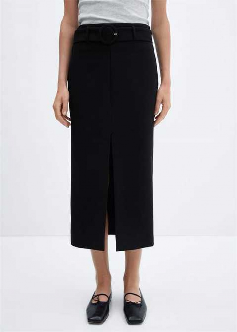 Mango Skirt With Slit And Belt | MNG-24015