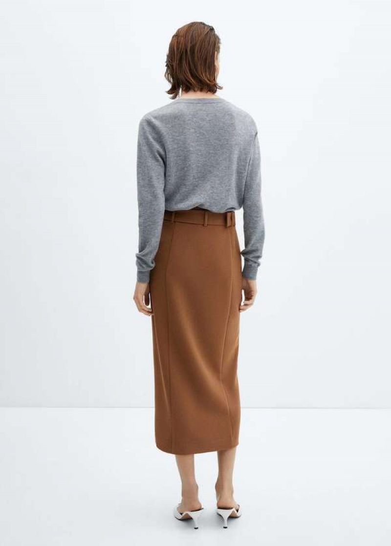 Mango Skirt With Slit And Belt | MNG-24016