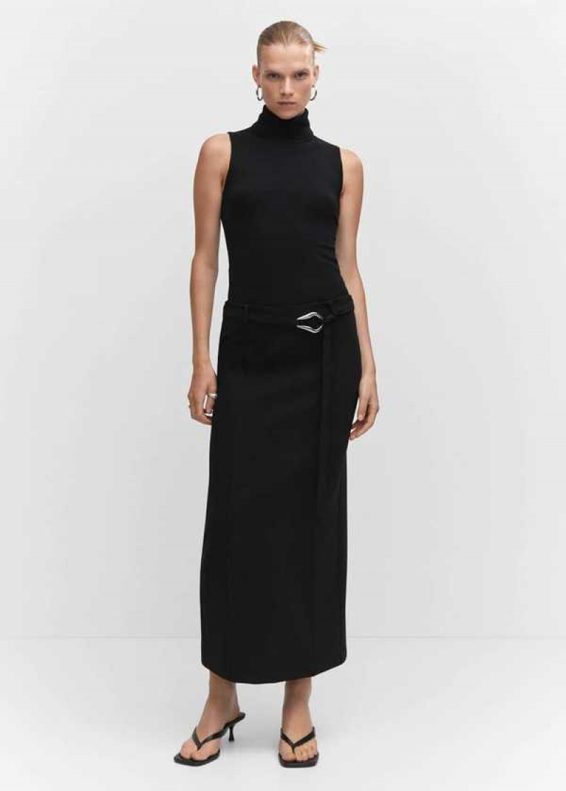 Mango Skirt With Slit And Belt | MNG-24033