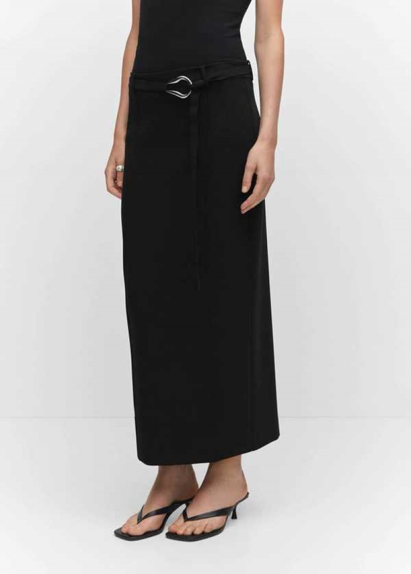 Mango Skirt With Slit And Belt | MNG-24033