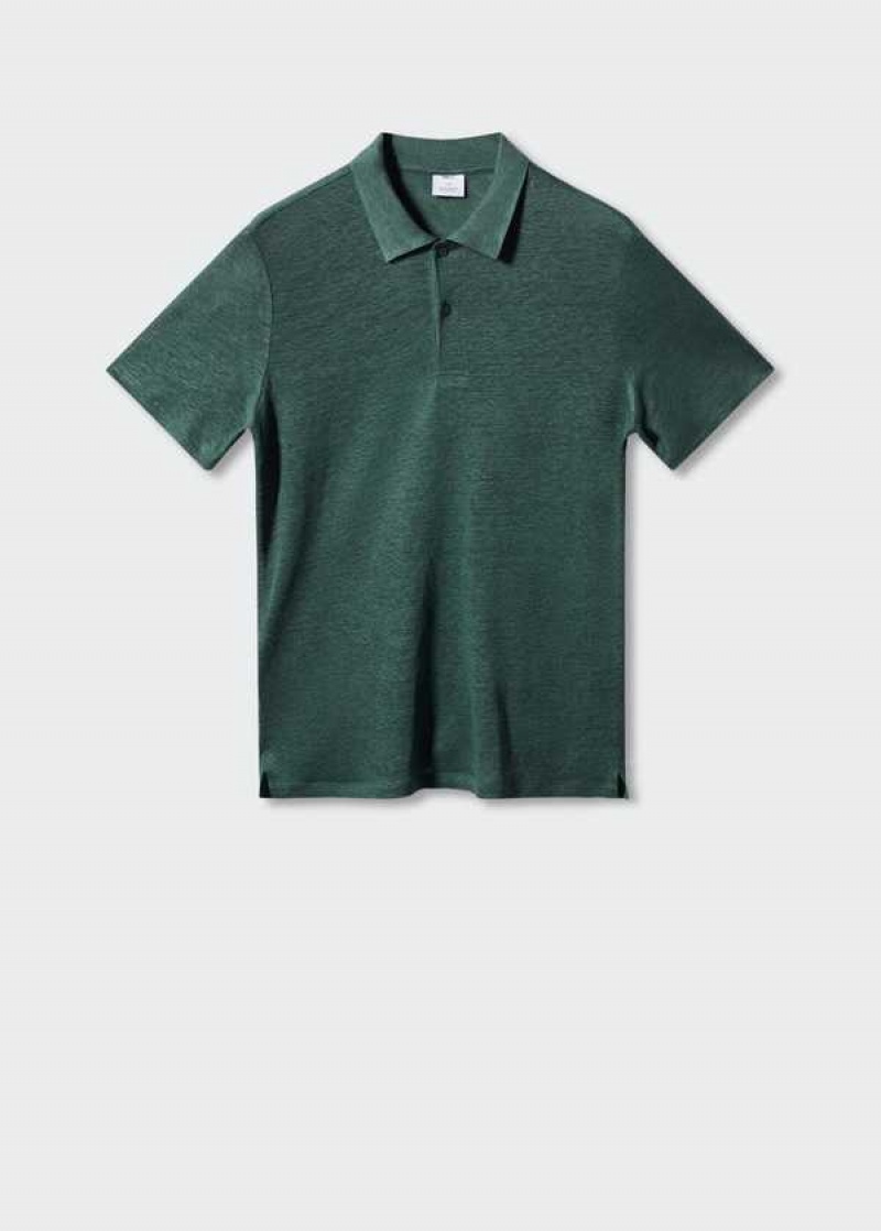 Mango Slim Fit 100% Linen Polo Shirt | MNG-21487