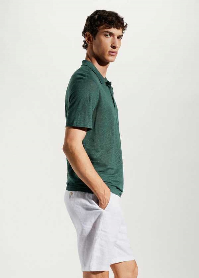 Mango Slim Fit 100% Linen Polo Shirt | MNG-21487