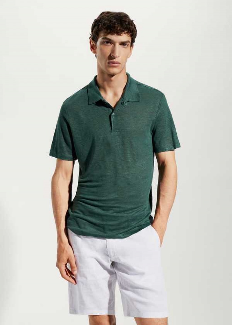 Mango Slim Fit 100% Linen Polo Shirt | MNG-21487