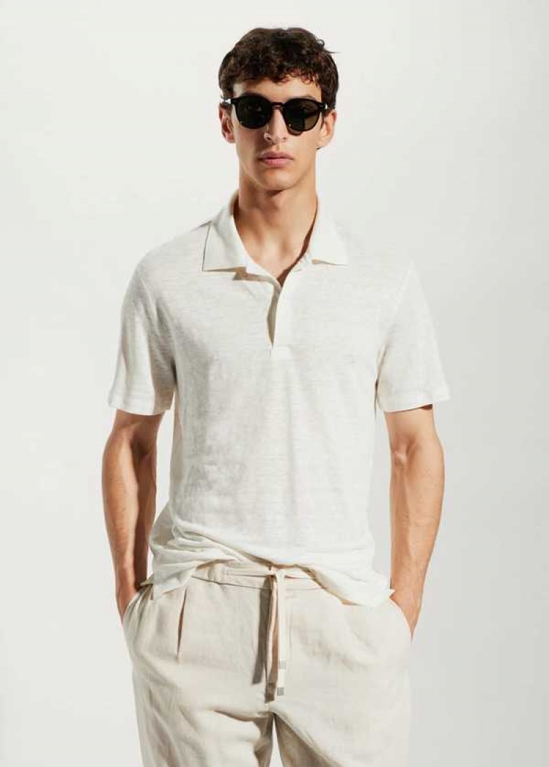 Mango Slim Fit 100% Linen Polo Shirt | MNG-21475