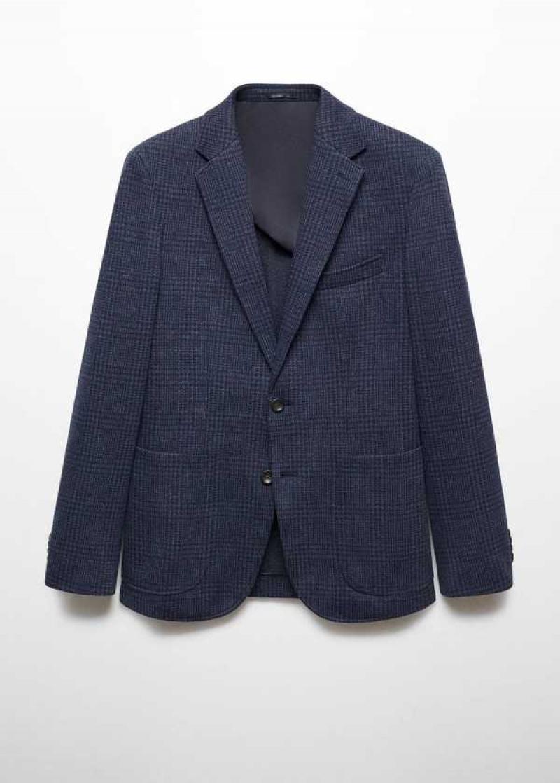 Mango Slim Fit Check Bavlněné Blazer | MNG-21451