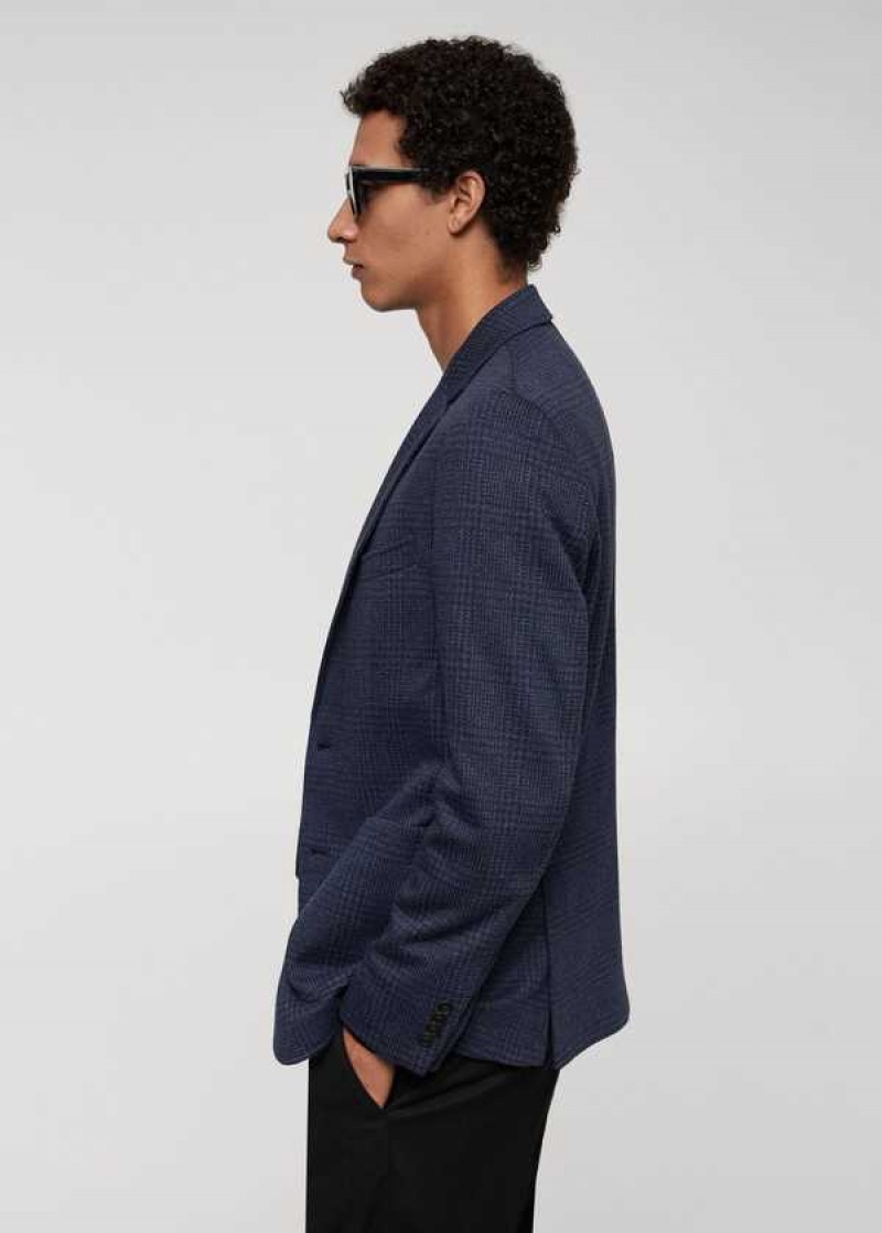 Mango Slim Fit Check Bavlněné Blazer | MNG-21451