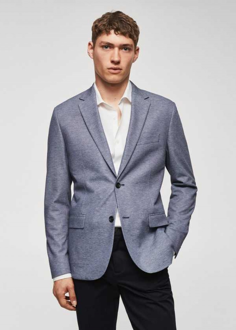 Mango Slim Fit Microstructure Blazer | MNG-21381