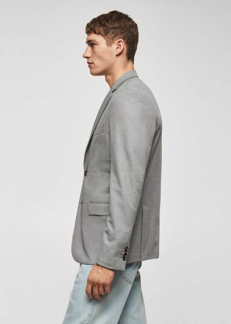 Mango Slim Fit Microstructure Blazer | MNG-21380