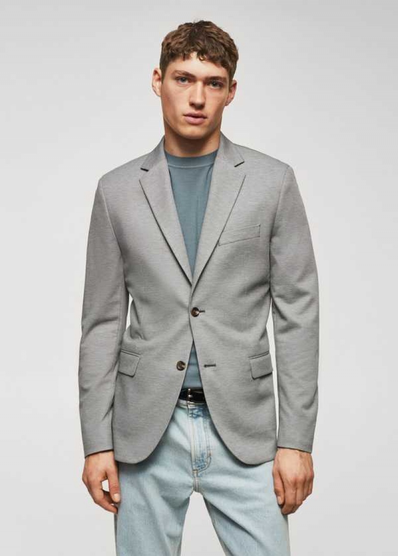 Mango Slim Fit Microstructure Blazer | MNG-21380