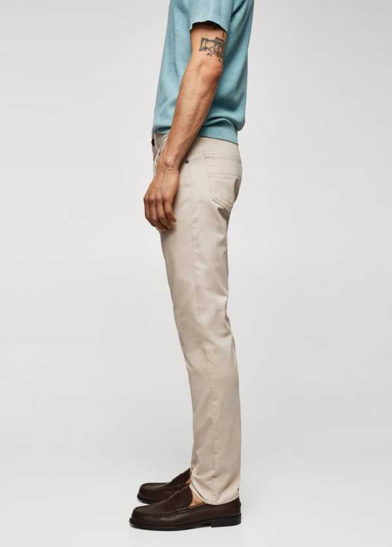 Mango Slim Fit Serge Bavlněné Trousers | MNG-22295