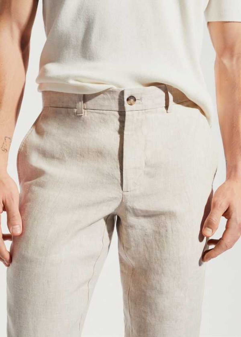 Mango Slim-fit 100% Linen Pants | MNG-22273