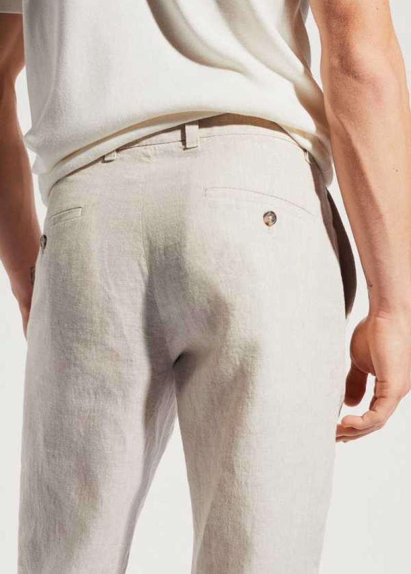 Mango Slim-fit 100% Linen Pants | MNG-22273