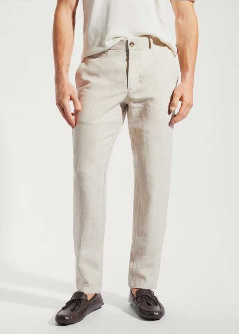 Mango Slim-fit 100% Linen Pants | MNG-22273