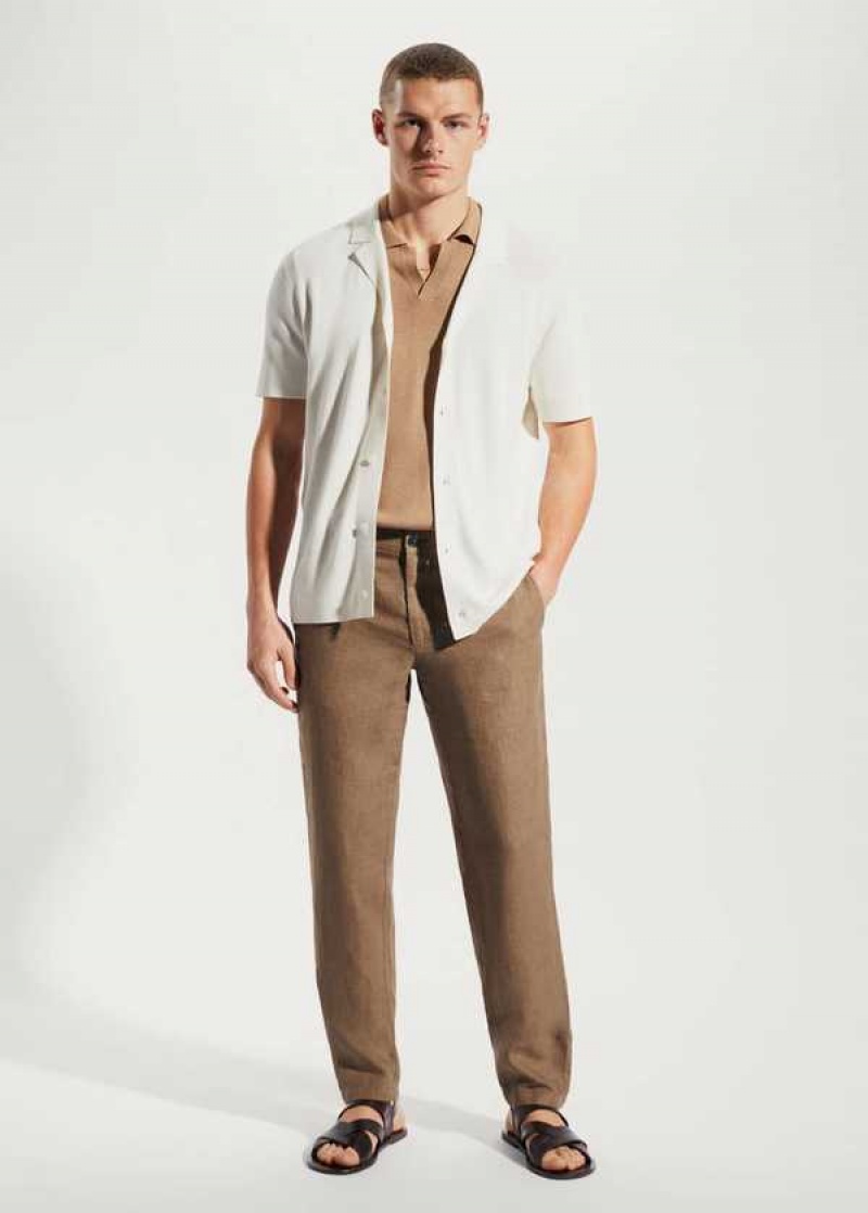 Mango Slim-fit 100% Linen Pants | MNG-22284