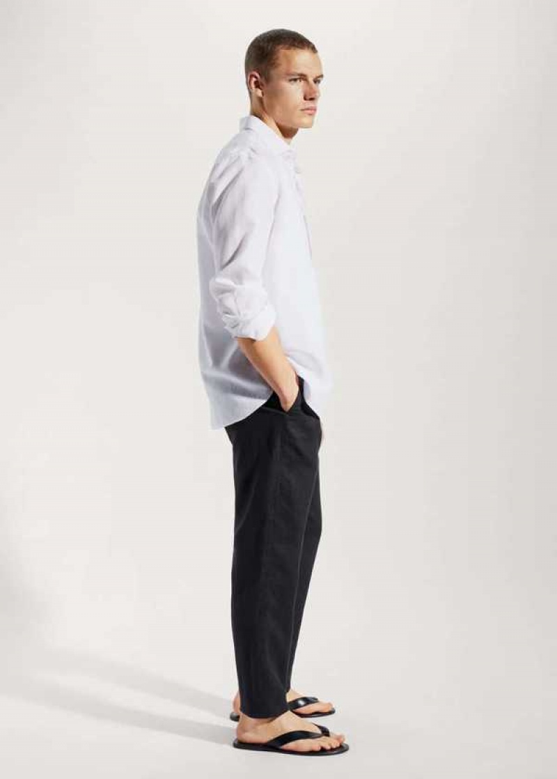 Mango Slim-fit 100% Linen Pants | MNG-22309