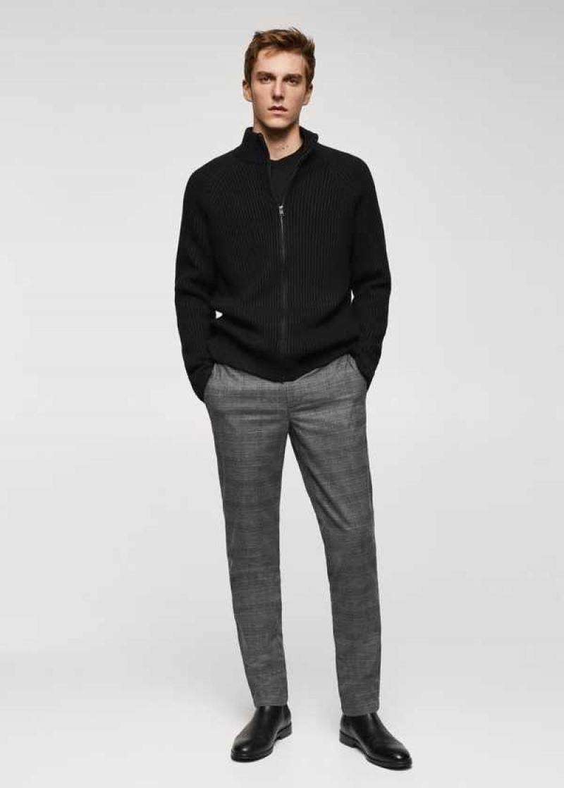 Mango Slim-fit Bavlněné Check Trousers | MNG-22513