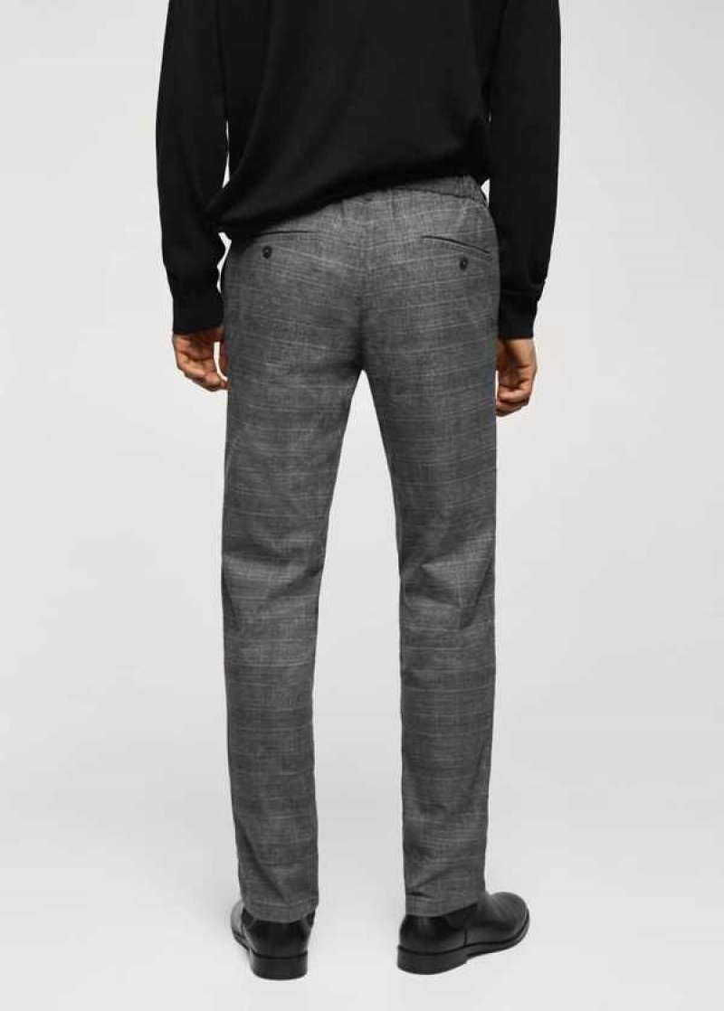 Mango Slim-fit Bavlněné Check Trousers | MNG-22513