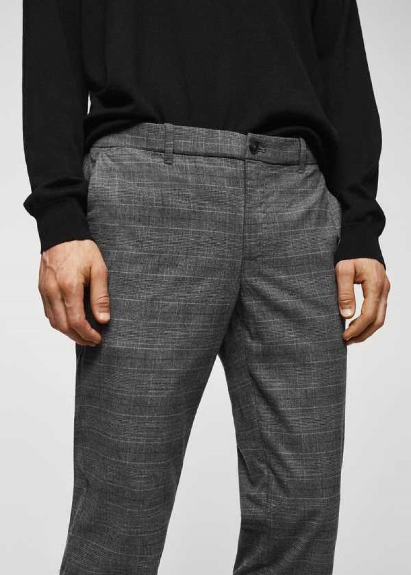 Mango Slim-fit Bavlněné Check Trousers | MNG-22513