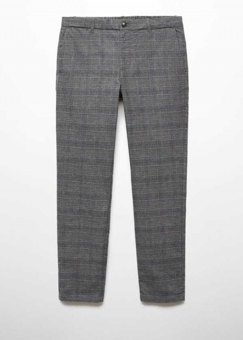 Mango Slim-fit Bavlněné Check Trousers | MNG-22513