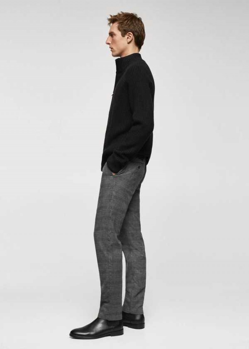 Mango Slim-fit Bavlněné Check Trousers | MNG-22513