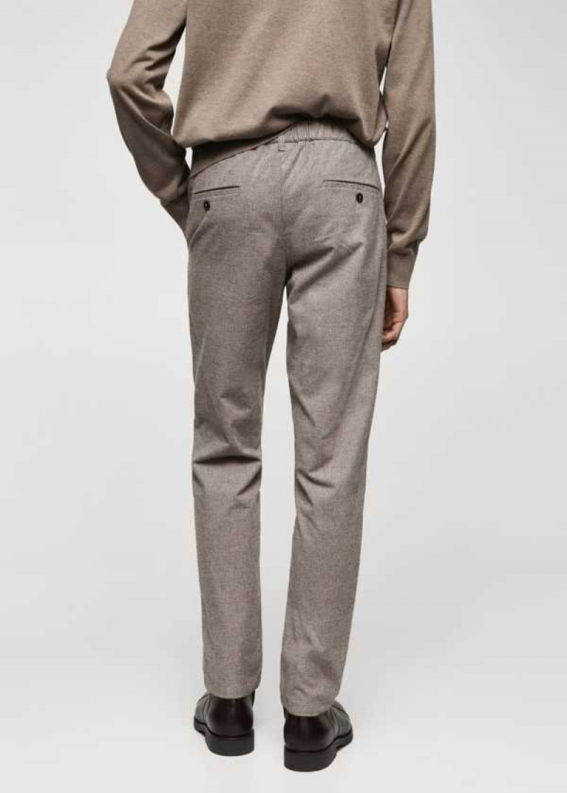 Mango Slim-fit Bavlněné Micro-houndstooth Slim-fit Pants | MNG-22522