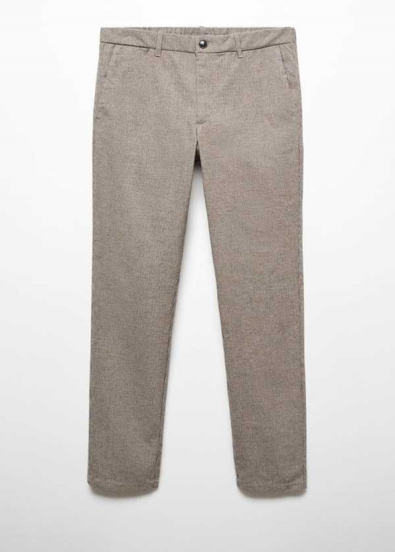 Mango Slim-fit Bavlněné Micro-houndstooth Slim-fit Pants | MNG-22522