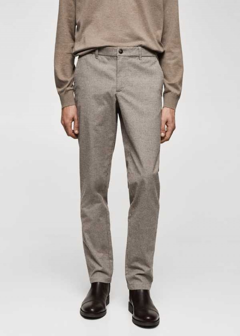 Mango Slim-fit Bavlněné Micro-houndstooth Slim-fit Pants | MNG-22522