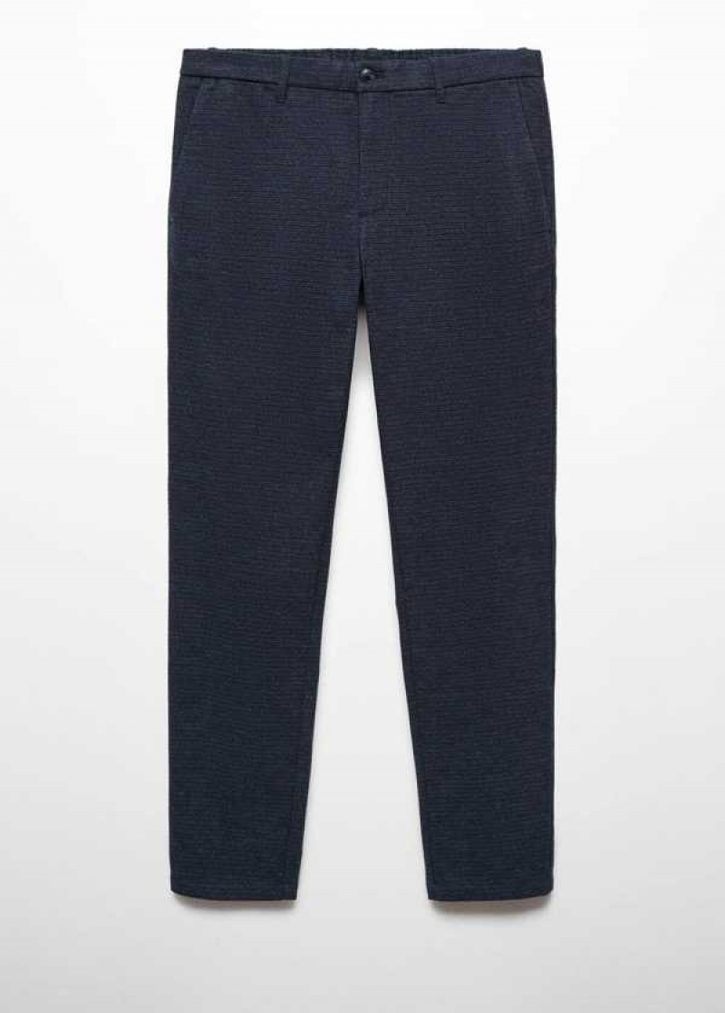 Mango Slim-fit Bavlněné Micro-houndstooth Slim-fit Trousers | MNG-22497