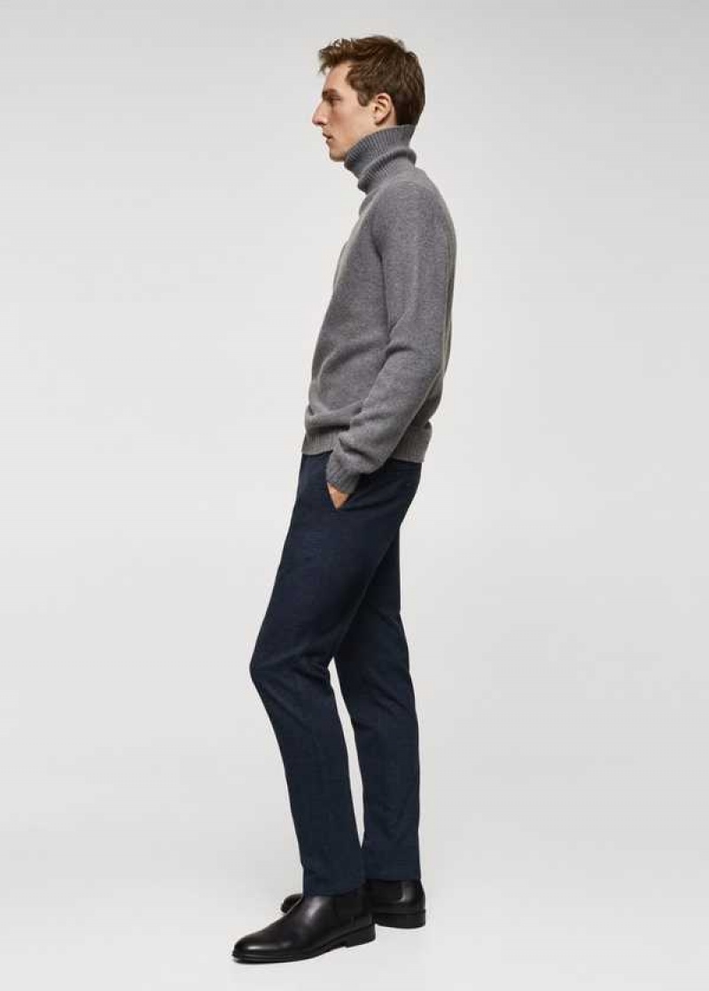 Mango Slim-fit Bavlněné Micro-houndstooth Slim-fit Trousers | MNG-22497